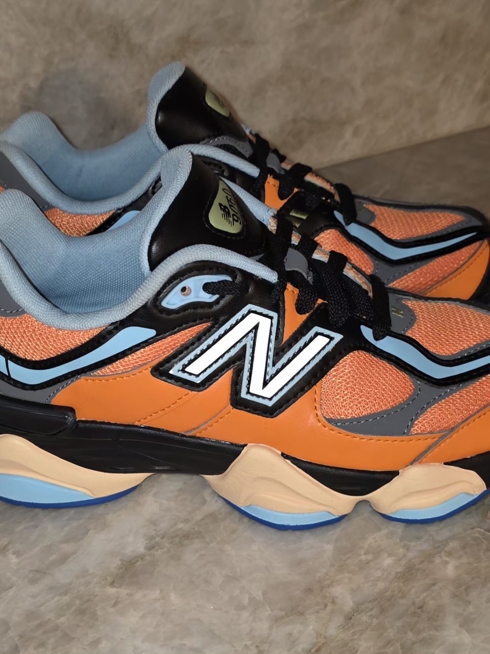 New Balance Kids Orange & Light Blue Athletic Sneakers